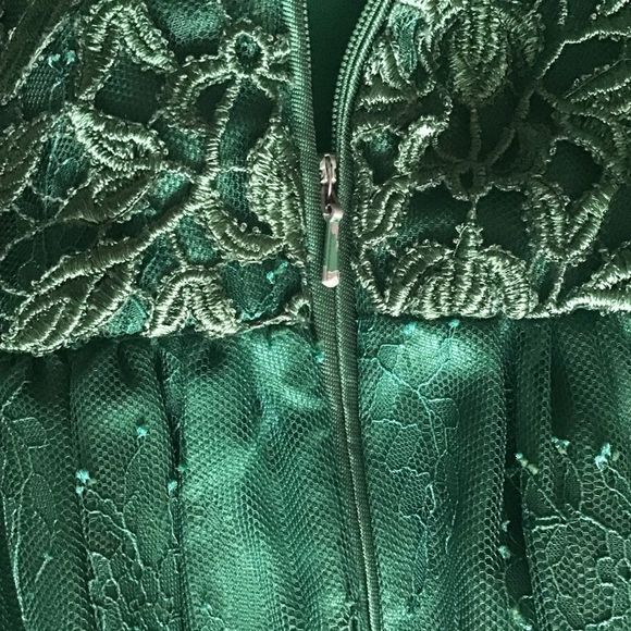 MONIDUE LHUILIER Dress Fit & Flare Emerald Lace Top Sleeveless MSRP 495 Size 20 - Picture 7 of 13